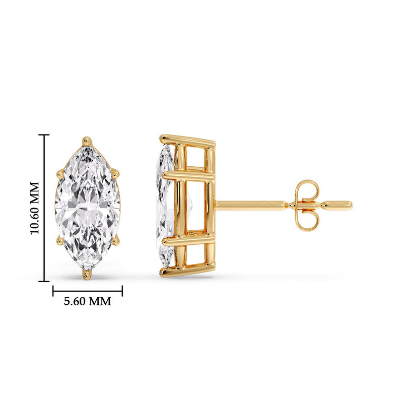 Marquise Diamond 6 Prong Stud Earrings
