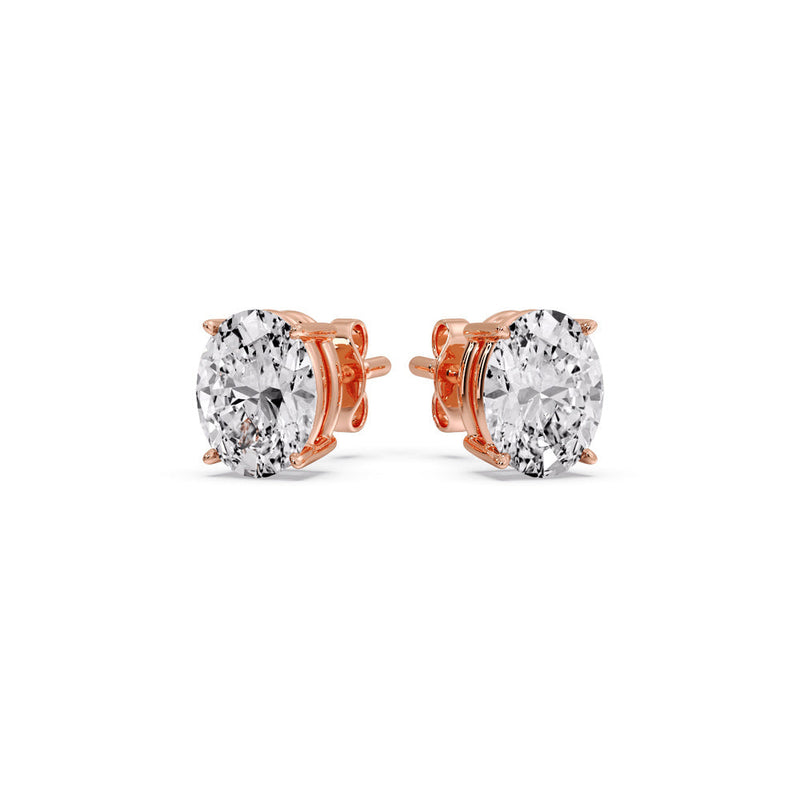 Classic Four Prong Oval Diamond Solitaire Stud Earrings (1.00 Ct - 10.00 Ct)