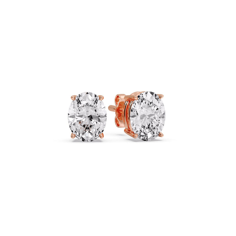 Classic Four Prong Oval Diamond Solitaire Stud Earrings (1.00 Ct - 10.00 Ct)