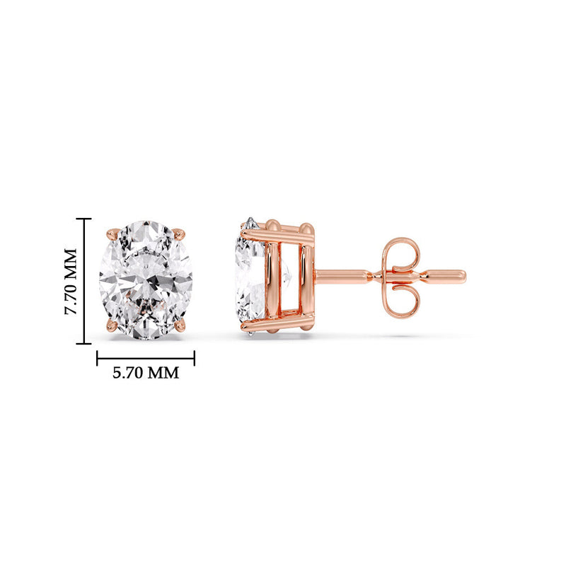 Classic Four Prong Oval Diamond Solitaire Stud Earrings (1.00 Ct - 10.00 Ct)