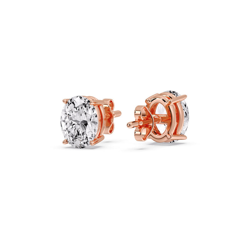 Classic Four Prong Oval Diamond Solitaire Stud Earrings (1.00 Ct - 10.00 Ct)
