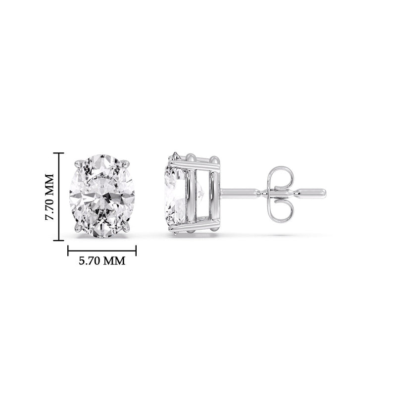 Classic Four Prong Oval Diamond Solitaire Stud Earrings (1.00 Ct - 10.00 Ct)