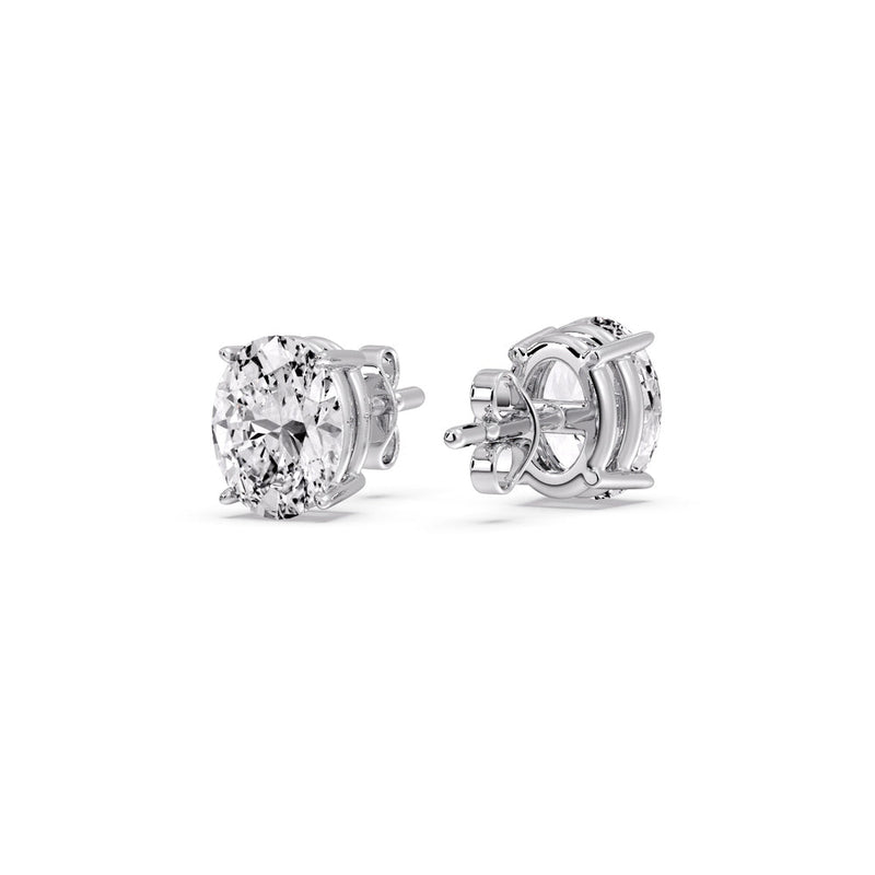 Classic Four Prong Oval Diamond Solitaire Stud Earrings (1.00 Ct - 10.00 Ct)
