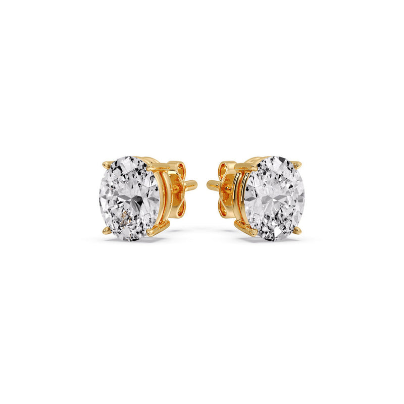 Classic Four Prong Oval Diamond Solitaire Stud Earrings (1.00 Ct - 10.00 Ct)