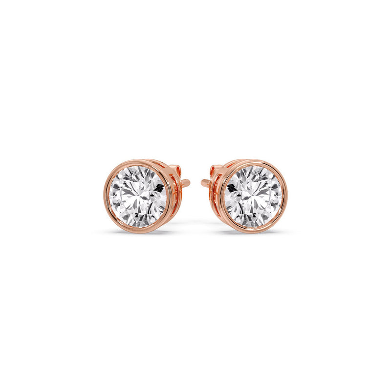Bezel-Set Brilliant Round Diamond Solitaire Stud Earrings (1.00ct - 5.00ct)