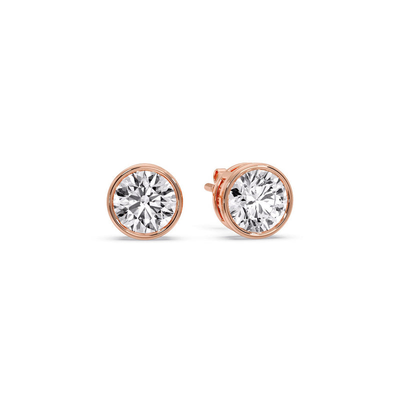 Bezel-Set Brilliant Round Diamond Solitaire Stud Earrings (1.00ct - 5.00ct)