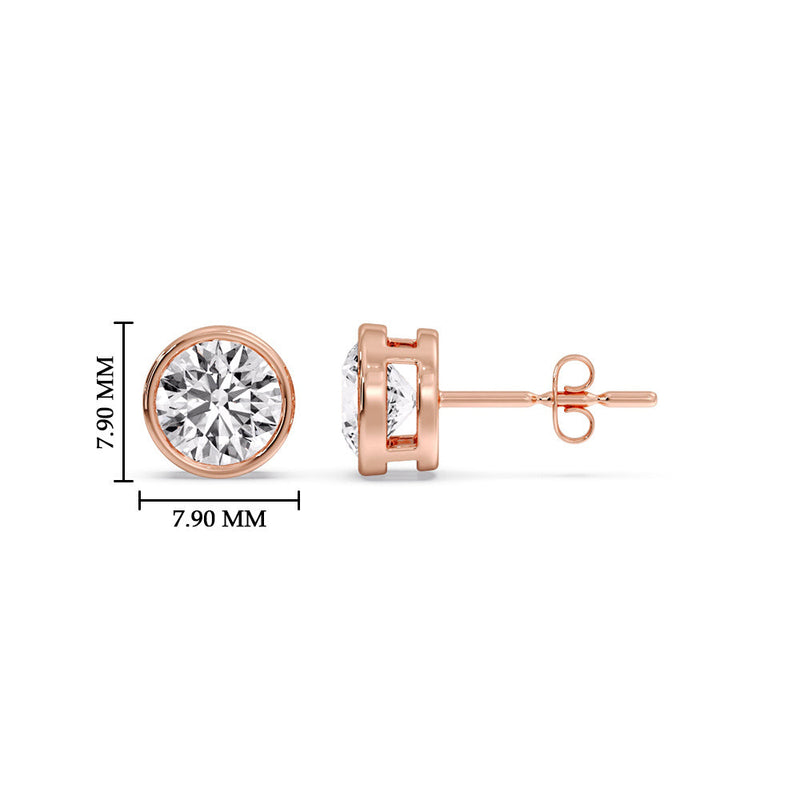 Bezel-Set Brilliant Round Diamond Solitaire Stud Earrings (1.00ct - 5.00ct)