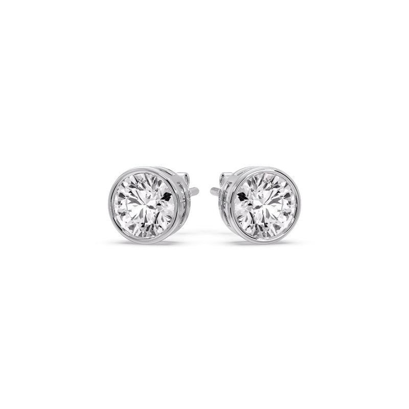 Bezel-Set Brilliant Round Diamond Solitaire Stud Earrings (1.00ct - 5.00ct)
