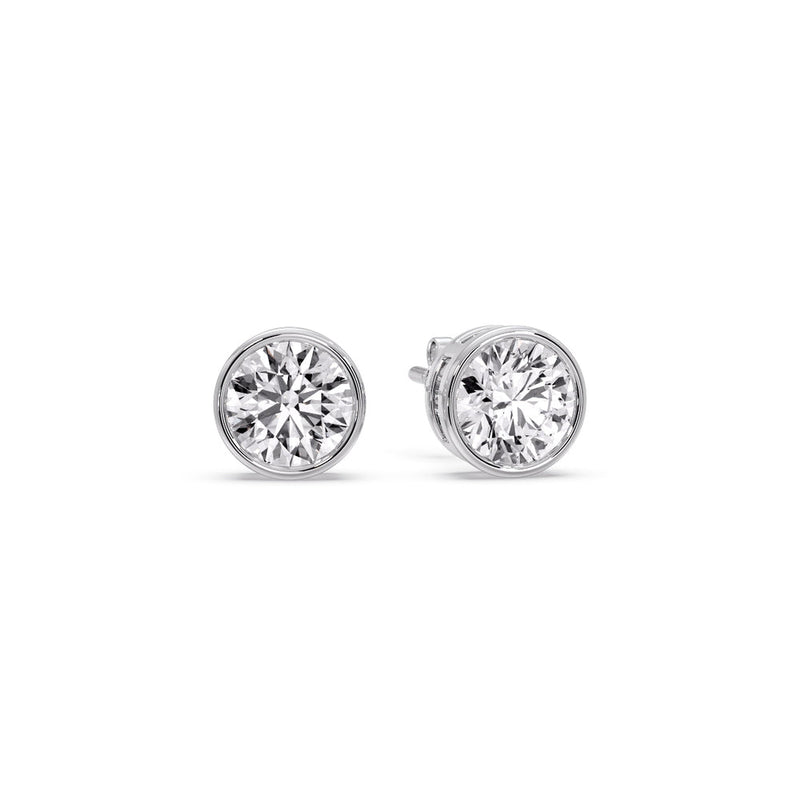 Bezel-Set Brilliant Round Diamond Solitaire Stud Earrings (1.00ct - 5.00ct)
