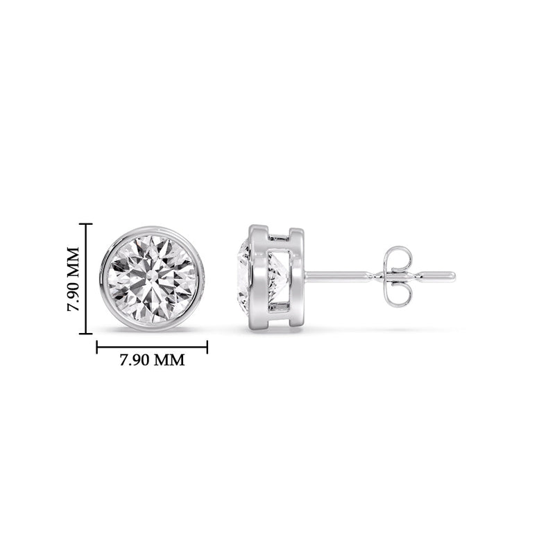 Bezel-Set Brilliant Round Diamond Solitaire Stud Earrings (1.00ct - 5.00ct)