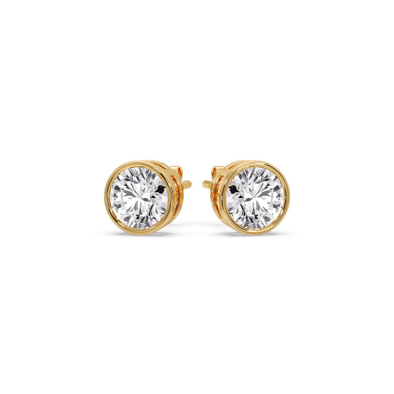 Bezel-Set Brilliant Round Diamond Solitaire Stud Earrings (1.00ct - 5.00ct)