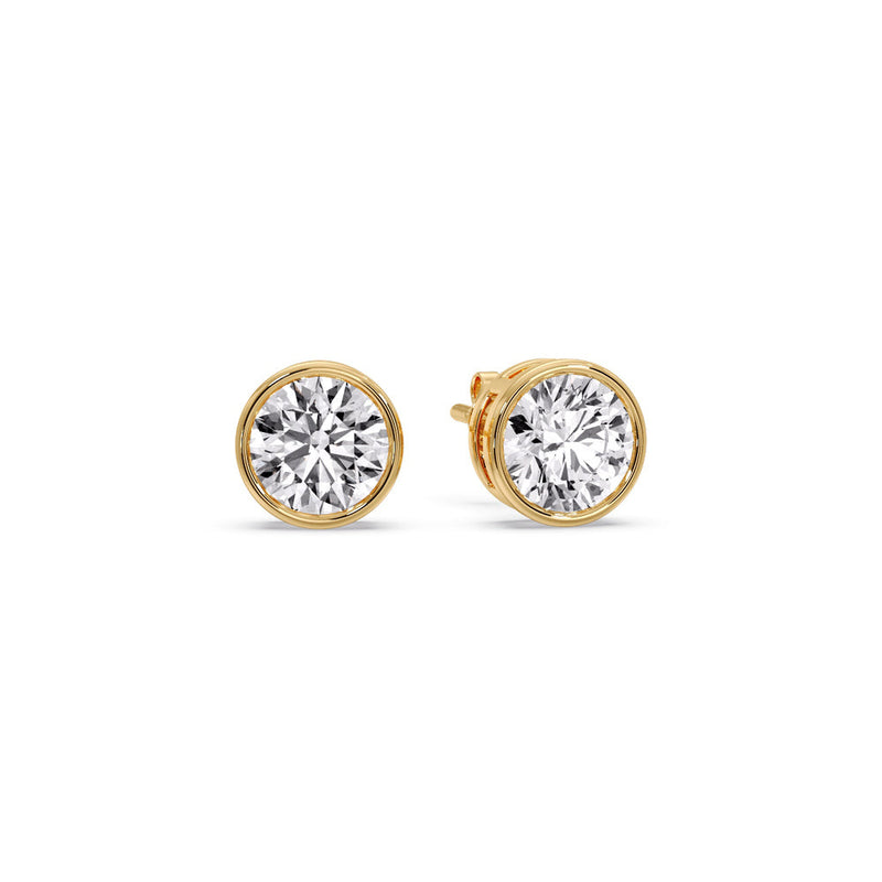 Bezel-Set Brilliant Round Diamond Solitaire Stud Earrings (1.00ct - 5.00ct)