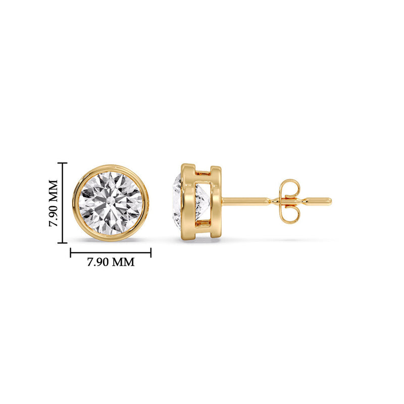 Bezel-Set Brilliant Round Diamond Solitaire Stud Earrings (1.00ct - 5.00ct)
