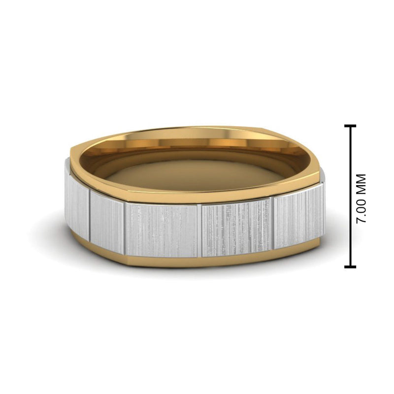 2 Tone Gold Texture Square Band Ring