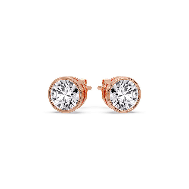 Bezel-Set Brilliant Round Diamond Solitaire Stud Earrings (1.00ct - 5.00ct)
