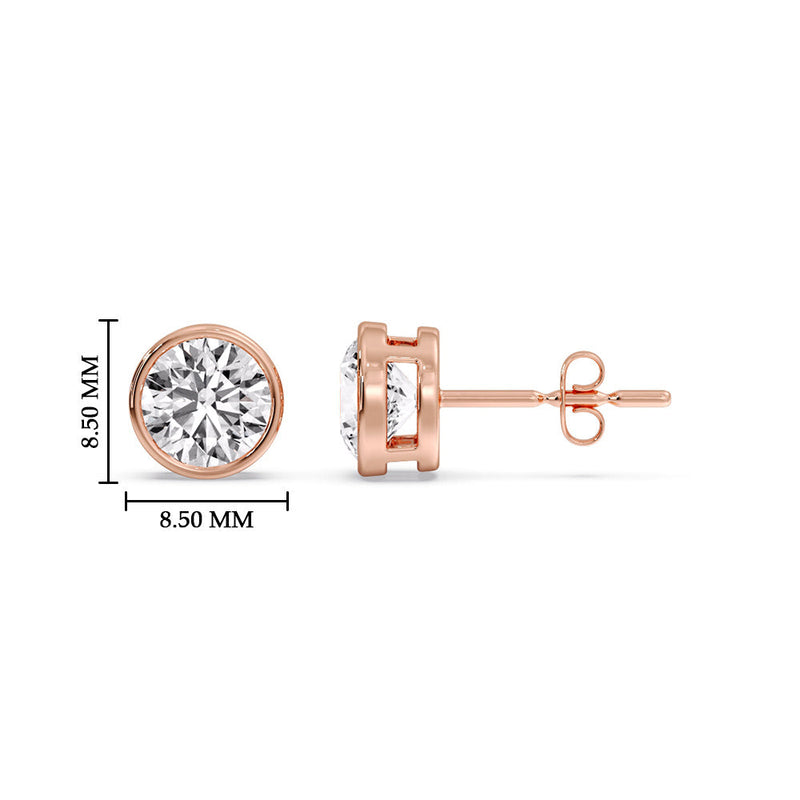 Bezel-Set Brilliant Round Diamond Solitaire Stud Earrings (1.00ct - 5.00ct)