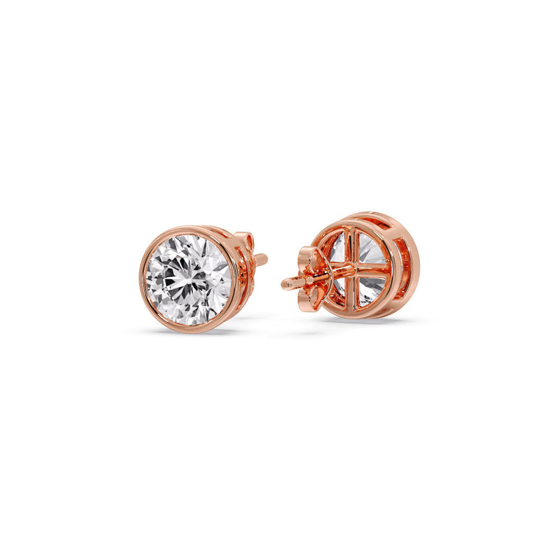 Bezel-Set Brilliant Round Diamond Solitaire Stud Earrings (1.00ct - 5.00ct)