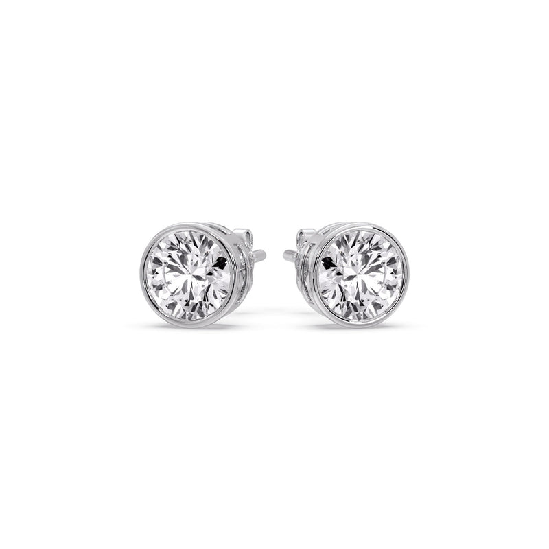 Bezel-Set Brilliant Round Diamond Solitaire Stud Earrings (1.00ct - 5.00ct)