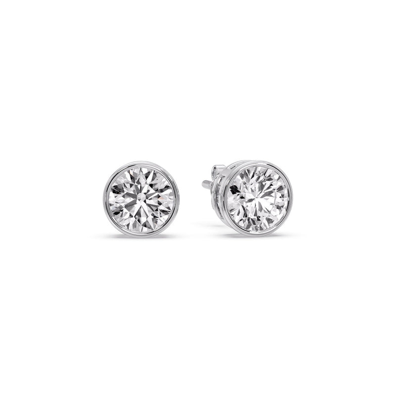 Bezel-Set Brilliant Round Diamond Solitaire Stud Earrings (1.00ct - 5.00ct)