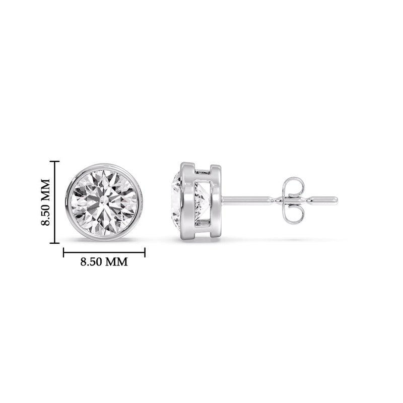 Bezel-Set Brilliant Round Diamond Solitaire Stud Earrings (1.00ct - 5.00ct)