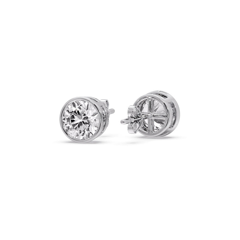 Bezel-Set Brilliant Round Diamond Solitaire Stud Earrings (1.00ct - 5.00ct)