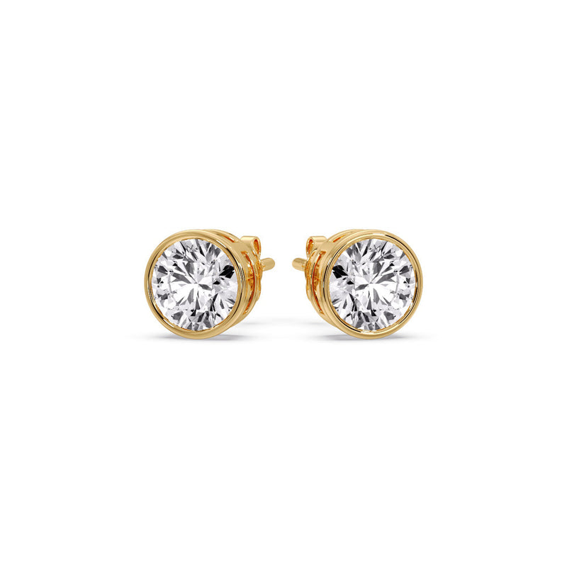 Bezel-Set Brilliant Round Diamond Solitaire Stud Earrings (1.00ct - 5.00ct)