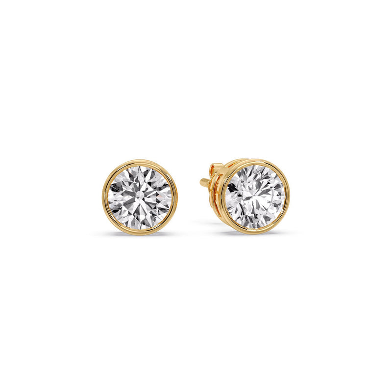 Bezel-Set Brilliant Round Diamond Solitaire Stud Earrings (1.00ct - 5.00ct)