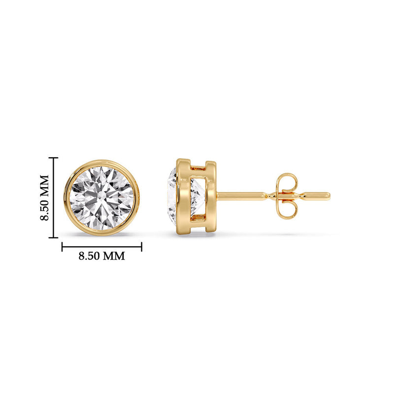 Bezel-Set Brilliant Round Diamond Solitaire Stud Earrings (1.00ct - 5.00ct)