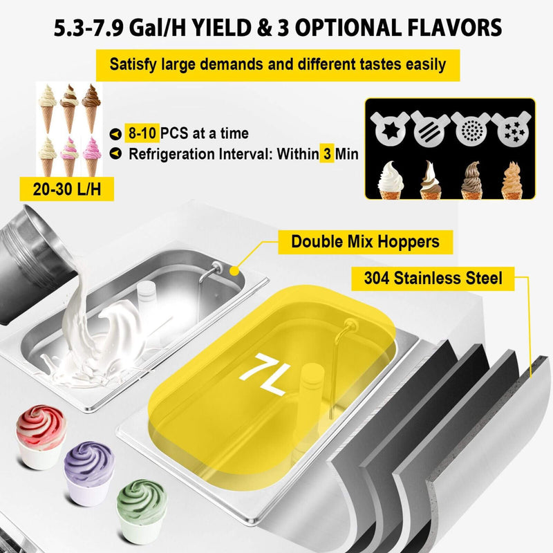 20-30L/H 2450W Commercial Soft Serve Ice Cream Machine Maker (SAK17494)