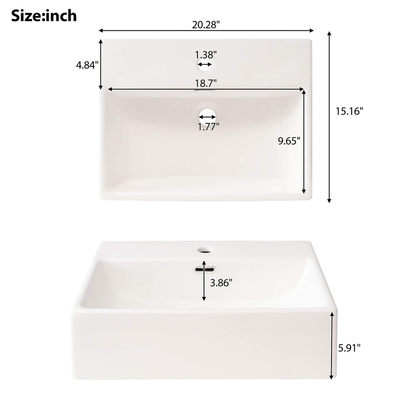 Nuvia 20-Inch Modern Bathroom Vanity With Ceramic Sink And Storage Cabinet (SAK83047)
