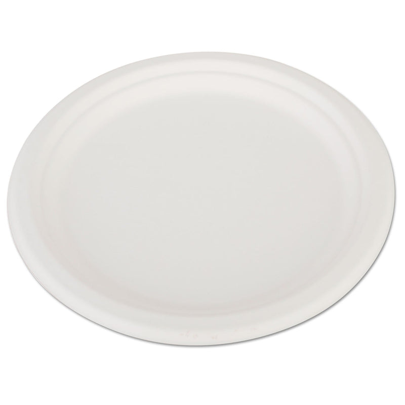 SCT ChampWare Heavyweight Bagasse Dinnerware, Plate, 10" dia, White, 500/Carton
