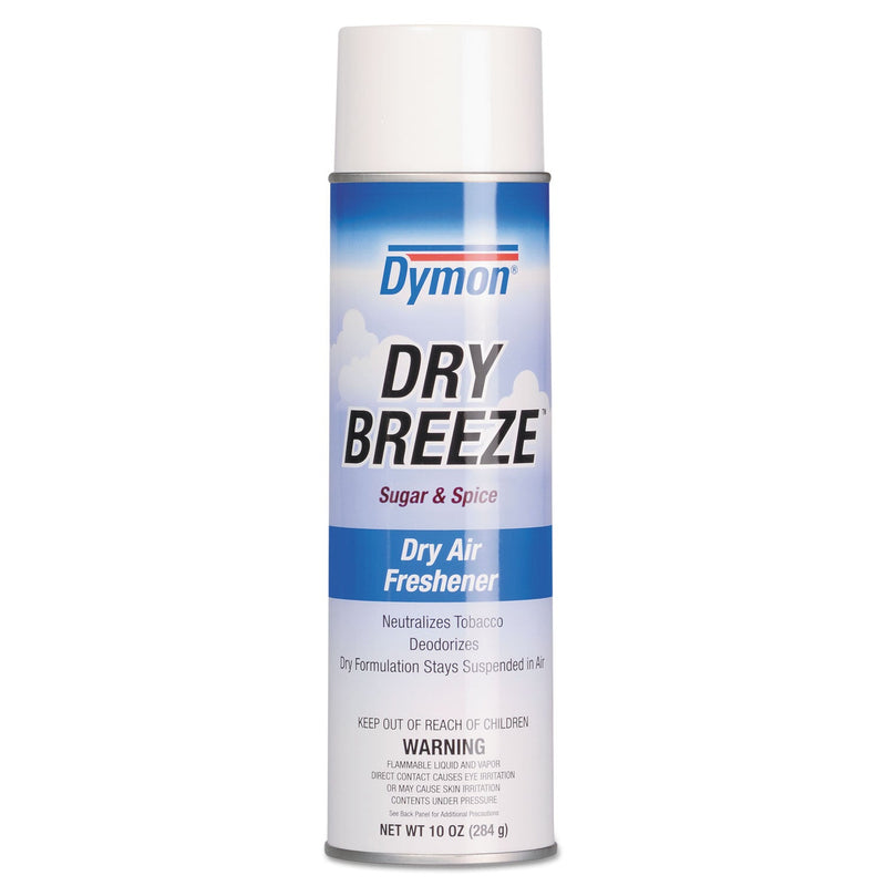 Dymon Dry Breeze Aerosol Air Freshener, Sugar and Spice, 10 oz Aerosol Spray, 12/Carton