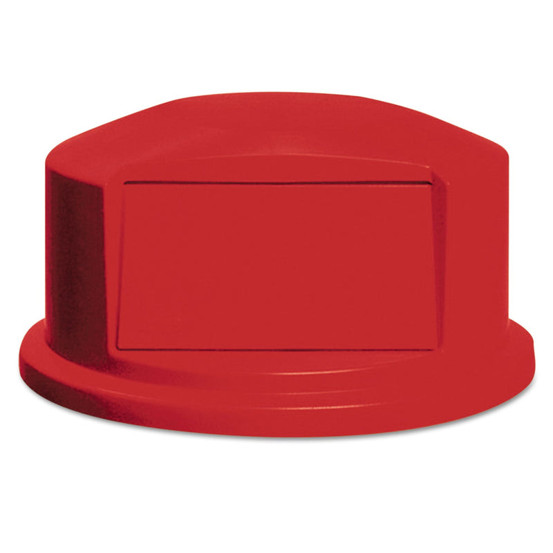 Rubbermaid Round BRUTE Dome Top with Push Door, For 44-Gallon Containers, 24.81" Diameter x 12.63h, Red