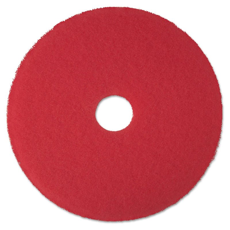 3M Low-Speed Buffer Floor Pads 5100, 17" Diameter, Red, 5/Carton