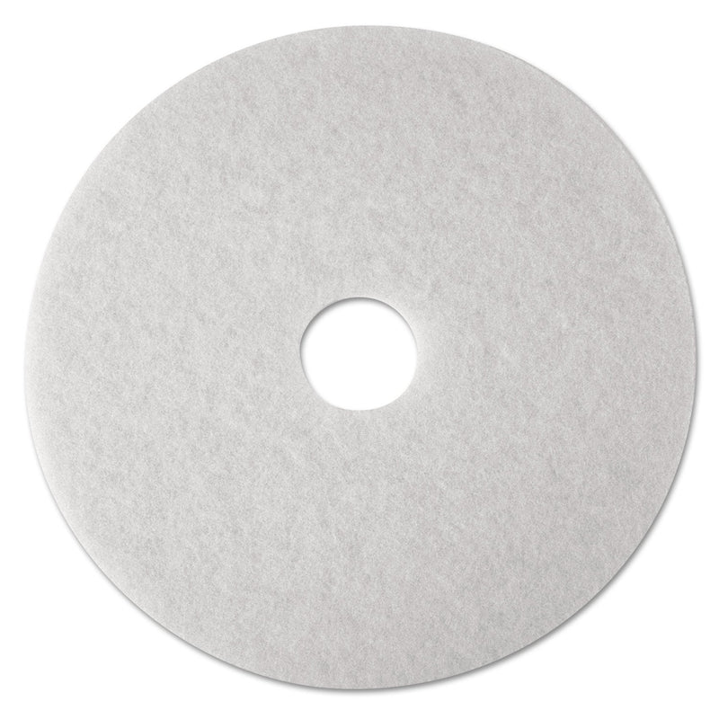 3M Low-Speed Super Polishing Floor Pads 4100, 24" Diameter, White, 5/Carton