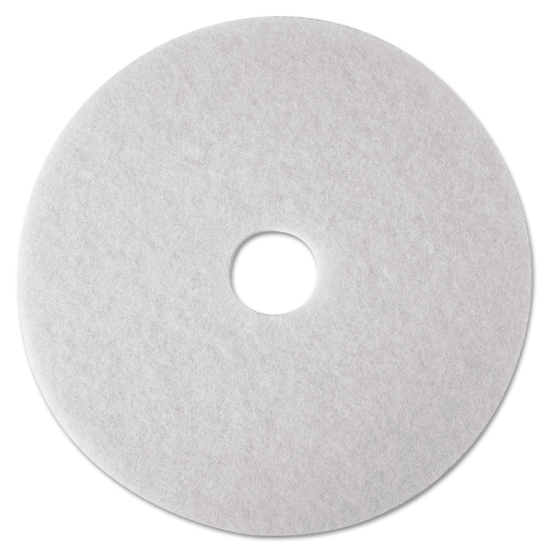 3M Low-Speed Super Polishing Floor Pads 4100, 27" Diameter, White, 5/Carton