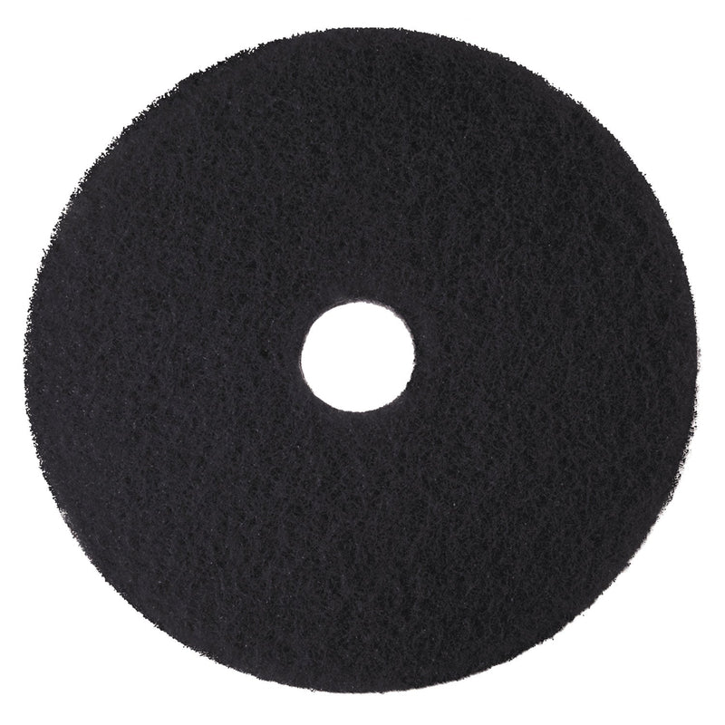 3M Low-Speed High Productivity Floor Pads 7300, 14" Diameter, Black, 5/Carton