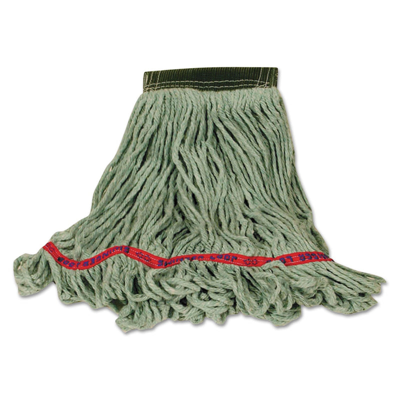 Rubbermaid Swinger Loop Wet Mop Heads, Cotton/Synthetic Blend, Green, Medium, 6/Carton