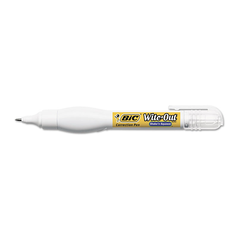 BIC Wite-Out Shake 'n Squeeze Correction Pen, 8 mL, White, 4/Pack