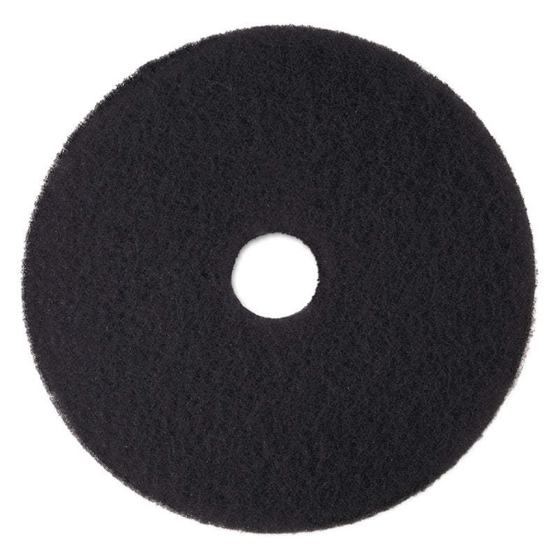3M Low-Speed High Productivity Floor Pads 7300, 15" Diameter, Black, 5/Carton