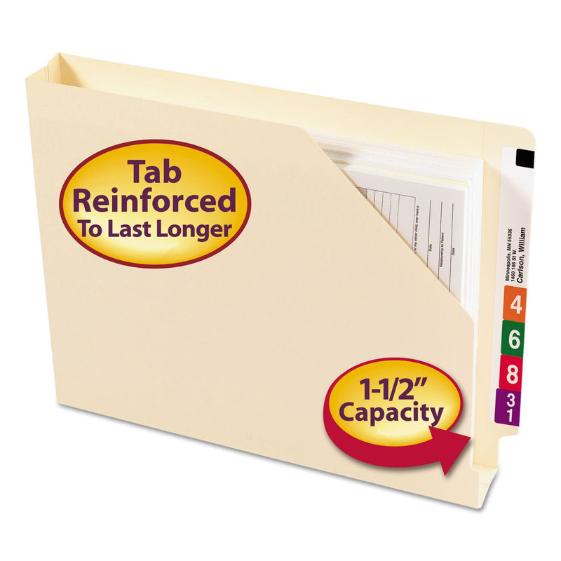 Smead End Tab Jackets with Reinforced Tabs, Straight Tab, Letter Size, 14-pt Manila, 50/Box