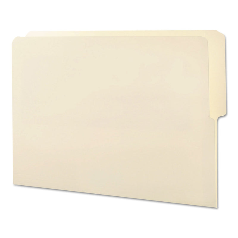Smead Heavyweight Manila End Tab Folders, 9" High Front, 1/2-Cut Tabs: Top, Letter Size, 0.75" Expansion, Manila, 100/Box