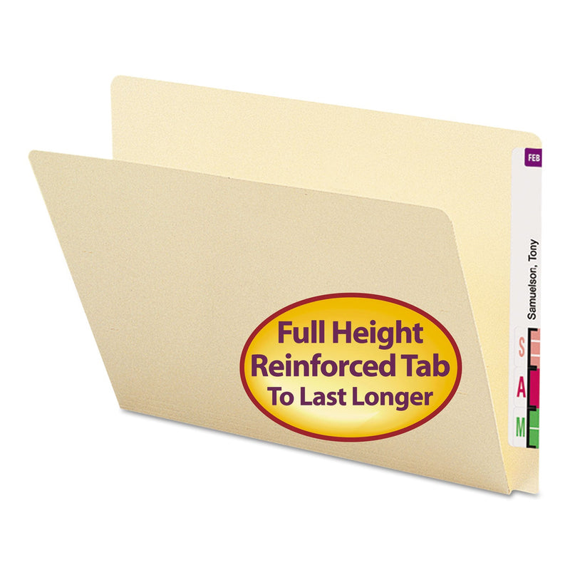Smead Extended End Tab Manila Folders, Straight Tabs, Letter Size, 0.75" Expansion, Manila, 100/Box