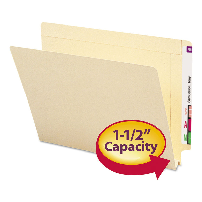 Smead Heavyweight Manila End Tab Expansion Folders, Straight Tabs, Letter Size, 1.5" Expansion, 50/Box