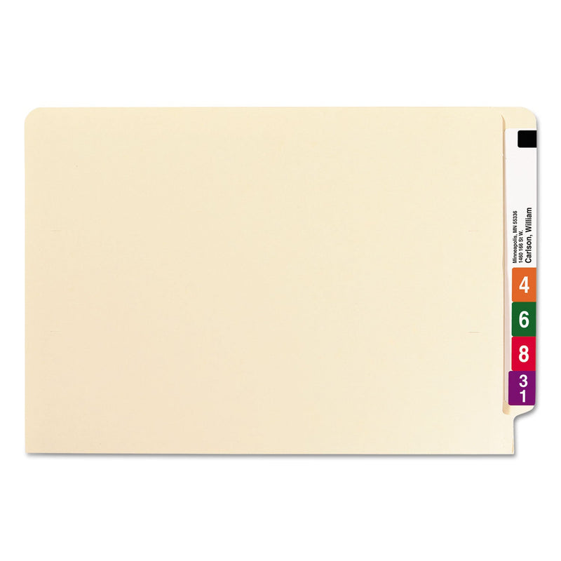 Smead Heavyweight Manila End Tab Folders, 9.5" High Front, Straight Tabs, Legal Size, 0.75" Expansion, Manila, 100/Box