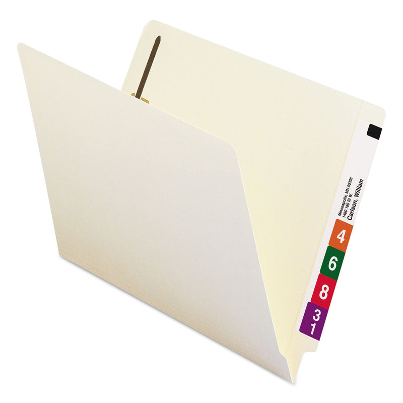 Smead Heavyweight Manila End Tab Fastener Folders with Interior Front-Cover Pocket, 1 Fastener, Letter Size, Manila, 50/Box