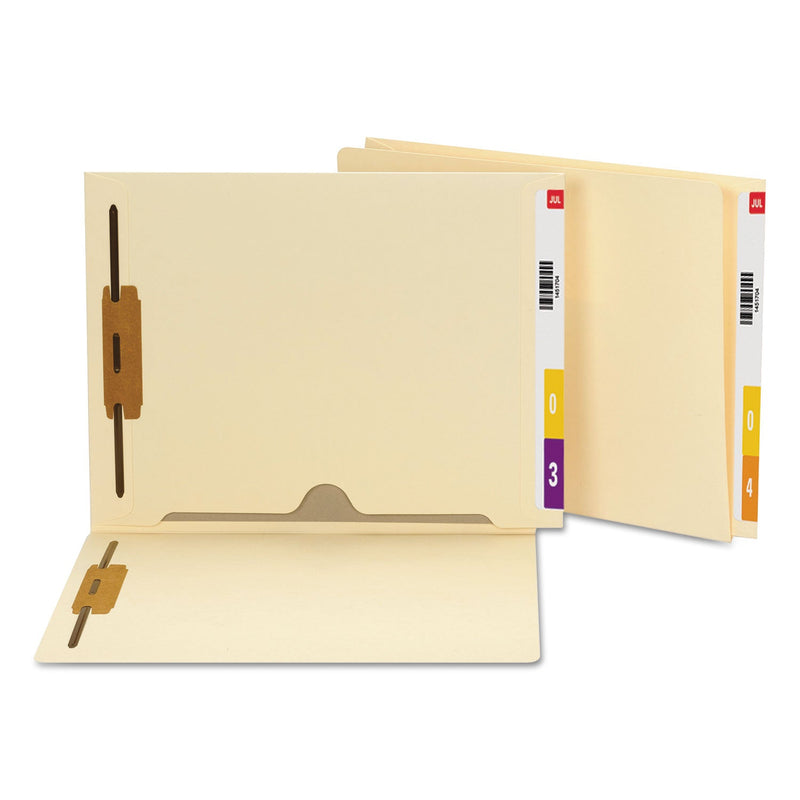 Smead Heavyweight Manila End Tab Fastener Folder with Interior Back-Cover Pocket, 2 Fasteners, Letter Size, Manila Exterior, 50/Box