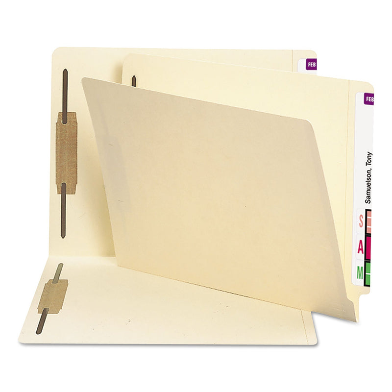 Smead Manila End Tab Fastener Folders with Reinforced Tabs, 11-pt Stock, 2 Fasteners, Letter Size, Manila Exterior, 250/Box