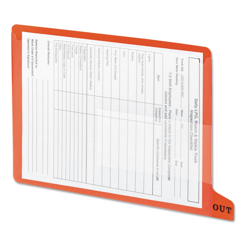 Smead Colored Poly Out Guides with Pockets, 1/3-Cut End Tab, Out, 8.5 x 11, Red, 25/Box