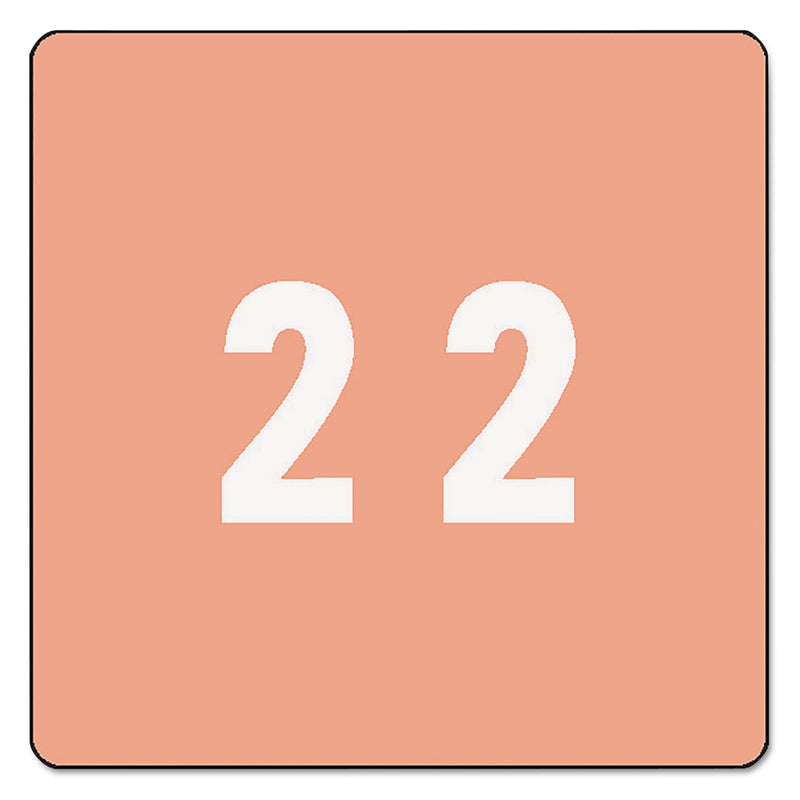 Smead Numerical End Tab File Folder Labels, 2, 1.5 x 1.5, Pink, 250/Roll